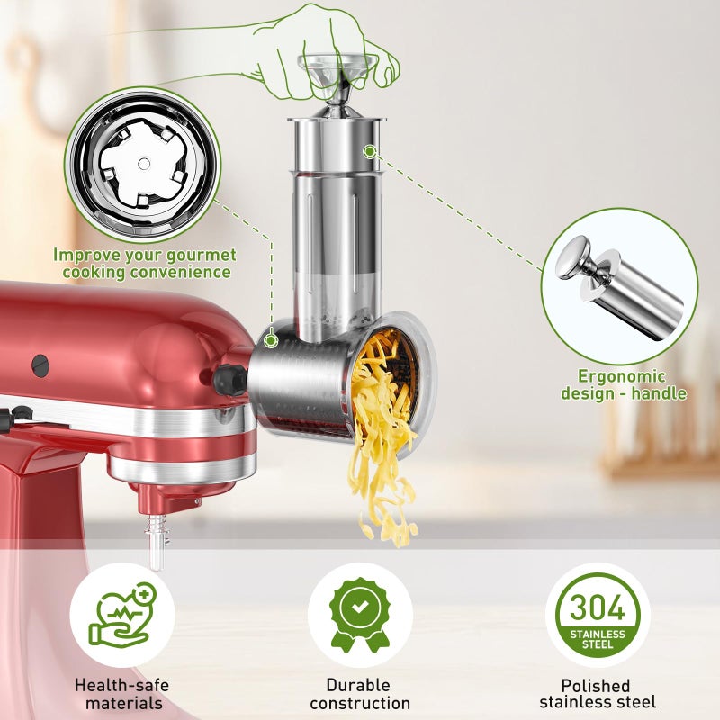 XINCAN Slicer Shredder Attachment for KitchenAid Stand Mixer with 4 Blades, Cheese Grater Attachment, Fresh Prep Slicer, Bigger Vegetable Salad Maker Accessories for Kitchenaid - Image 2