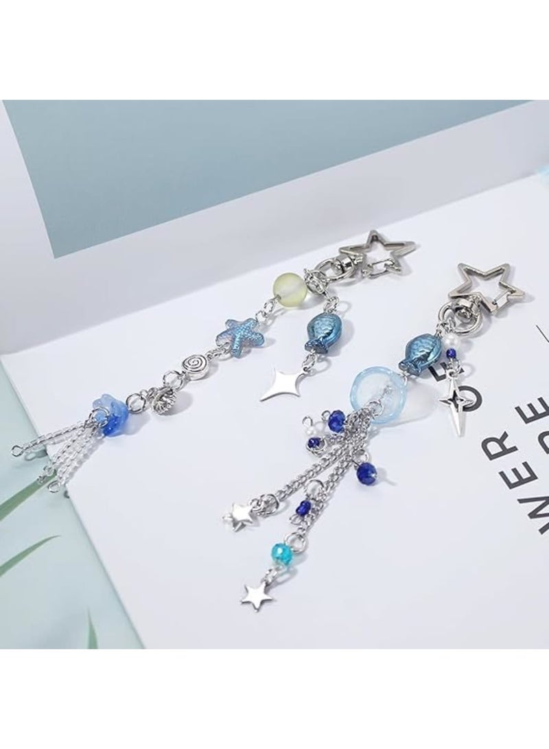 Luckam Cute Jellyfish Keychain, Aesthetic Y2K Keyring, Stylish Kawaii Accessories for Handbag, Backpack, Purse or Bag, Durable Charm for Keys or Decor, Blue Ocean Sea Color, Good Gift for Teens, Women - Image 2
