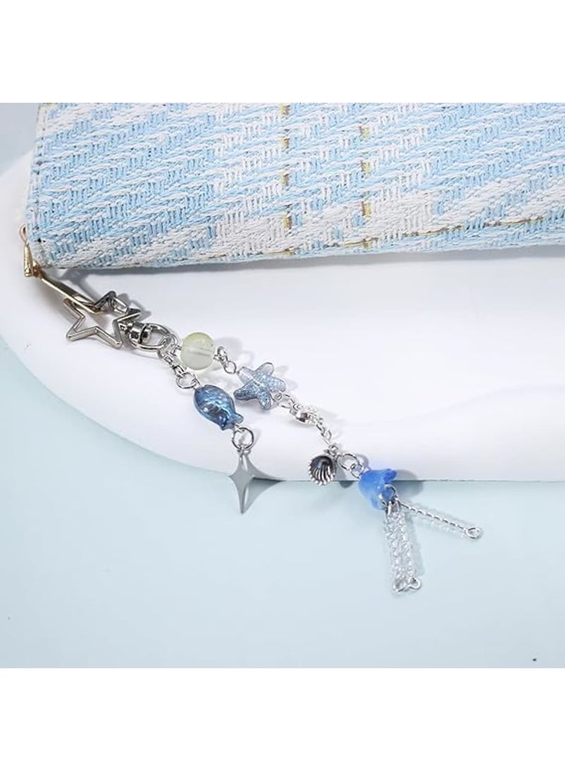 Luckam Cute Jellyfish Keychain, Aesthetic Y2K Keyring, Stylish Kawaii Accessories for Handbag, Backpack, Purse or Bag, Durable Charm for Keys or Decor, Blue Ocean Sea Color, Good Gift for Teens, Women - Image 3