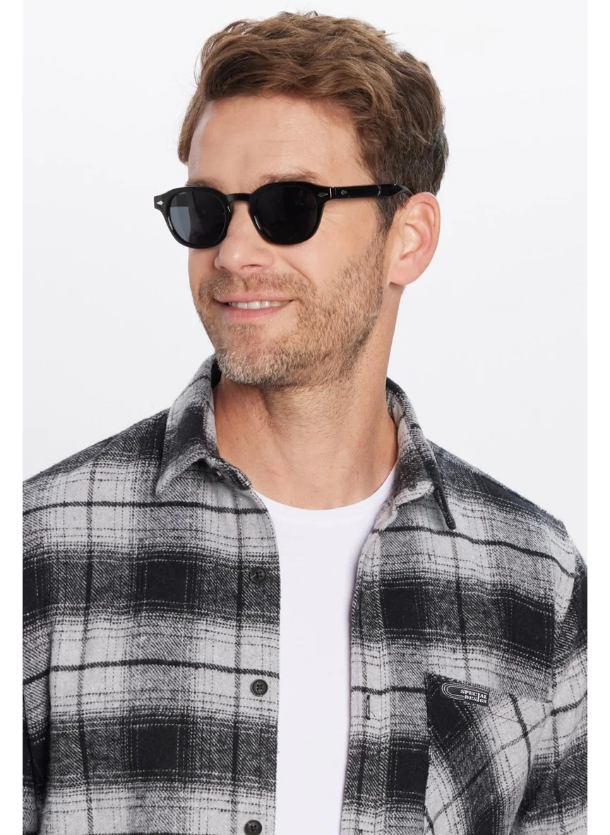 Tudors Men's Slim Fit Slim Fit Lumberjack Single Pocket Checkered Winter Shirt