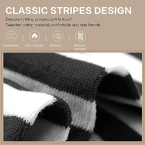 Raylarnia Women's Extra Long Opaque Striped Over Knee High Stockings Socks-Red/White Stripes - Image 4
