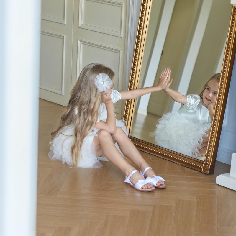 Felix & Flora Girls White Sandals - Toddler Girl Dress Shoes Size 6 for Summer Party Wedding School Flats - Image 3