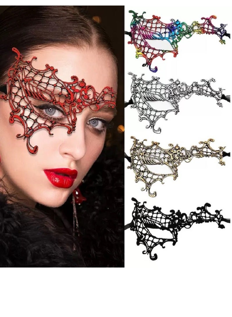 إسكدنيا 5 PCS Masquerade Party Prom Lace Cut Out Eye Mask - Image 1