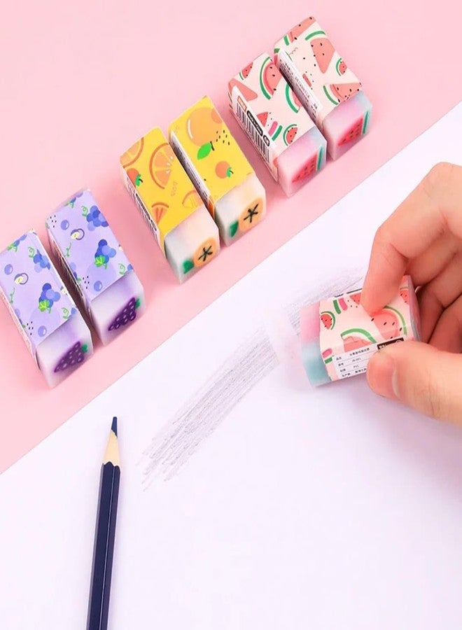 APCATIO Fruit Pattern Scented Soft Rubber Erasers | Creative Design, Flexible & Durable, Paper-Safe, Non-Toxic Erasers for School, Children, Students, Artists & Toddlers (3) - Image 1