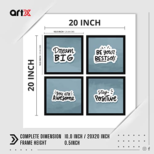 ArtX Paper Motivational Quote Dream Big Wall Art Painting, Framed Paintings For Home Office Decor 20 X 20 inches (Combined), 10.0 X 10.0 each, Multicolor Posters With Frame, Set of 4 - Image 2