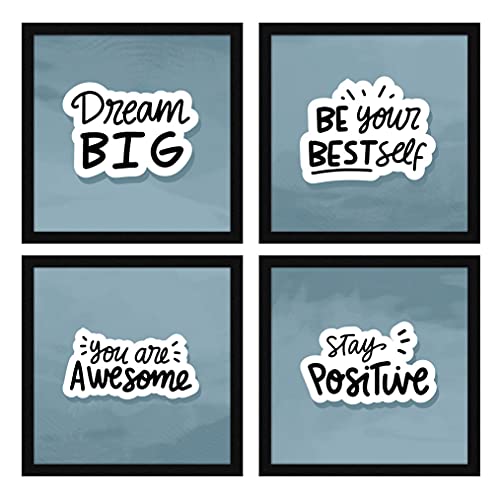 ArtX Paper Motivational Quote Dream Big Wall Art Painting, Framed Paintings For Home Office Decor 20 X 20 inches (Combined), 10.0 X 10.0 each, Multicolor Posters With Frame, Set of 4 - Image 1