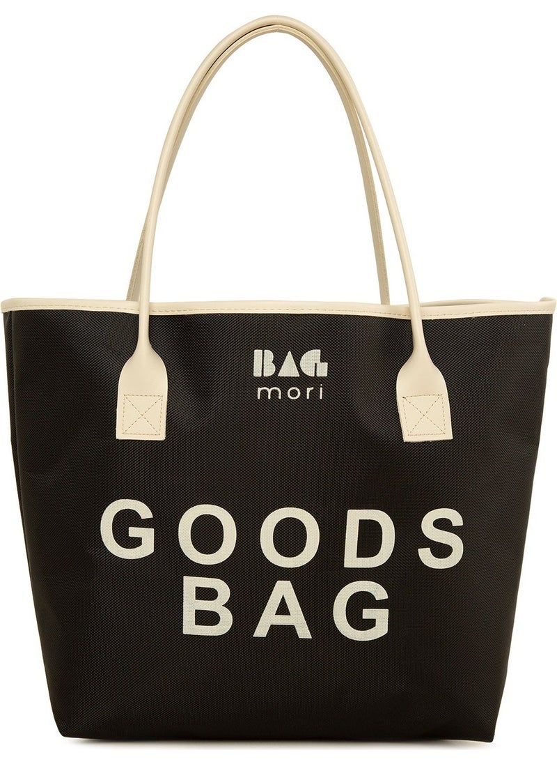 Bagmori Black Printed Leather Garnished Tote Bag  - Image 1