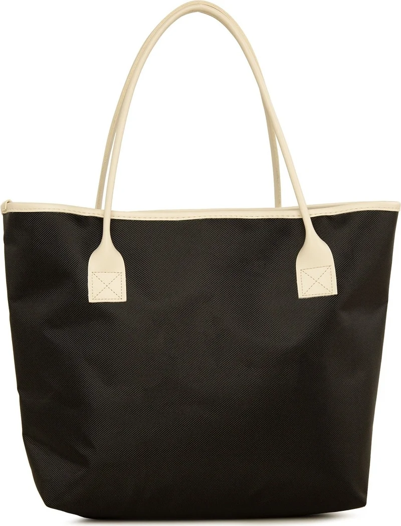 Bagmori Black Printed Leather Garnished Tote Bag