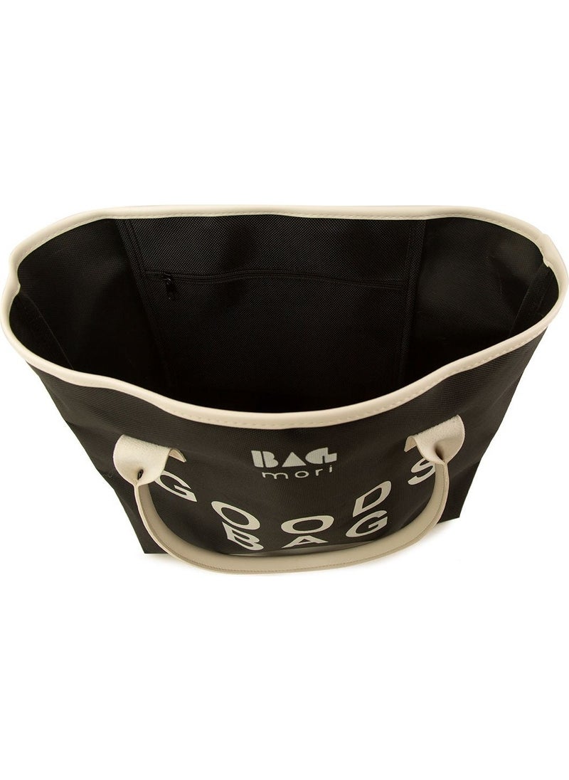 Bagmori Black Printed Leather Garnished Tote Bag  - Image 4