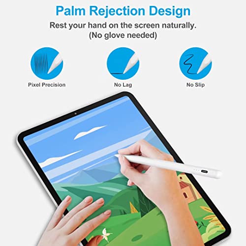 Xiron Stylus Pen, Pencil for Apple iPad with Palm Rejection, Tilt Sensitivity, Magnetic Adsorption for 2018-2022 iPad Pro 11/12.9, iPad 6/7/8/9/10th, Air 5/4th/3rd, Mini 5/6th Gen (White) - Image 3