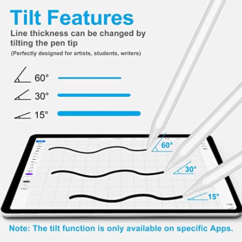 Xiron Stylus Pen, Pencil for Apple iPad with Palm Rejection, Tilt Sensitivity, Magnetic Adsorption for 2018-2022 iPad Pro 11/12.9, iPad 6/7/8/9/10th, Air 5/4th/3rd, Mini 5/6th Gen (White) - Image 4
