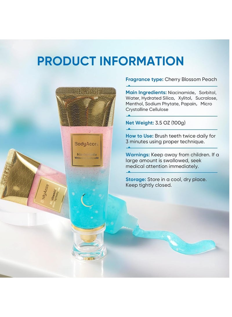 BodyAccel معجون أسنان نياسيناميد للتبييض، معجون أسنان نياسيناميد، معجون أسنان بودي أكسيل، معجون أسنان ثلاثي التبييض لإزالة البقع طبيعي لطيف، نفس منعش - Image 2
