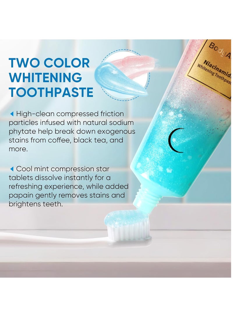 BodyAccel معجون أسنان نياسيناميد للتبييض، معجون أسنان نياسيناميد، معجون أسنان بودي أكسيل، معجون أسنان ثلاثي التبييض لإزالة البقع طبيعي لطيف، نفس منعش - Image 3