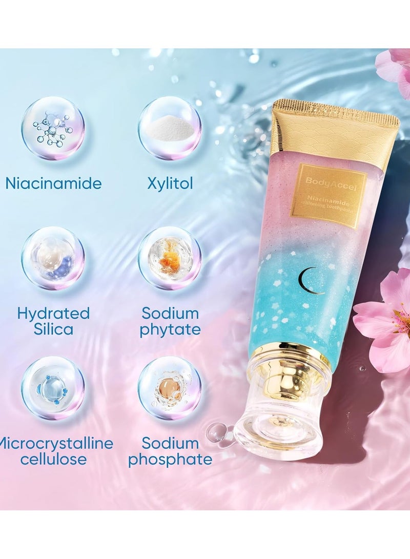 BodyAccel معجون أسنان نياسيناميد للتبييض، معجون أسنان نياسيناميد، معجون أسنان بودي أكسيل، معجون أسنان ثلاثي التبييض لإزالة البقع طبيعي لطيف، نفس منعش - Image 4