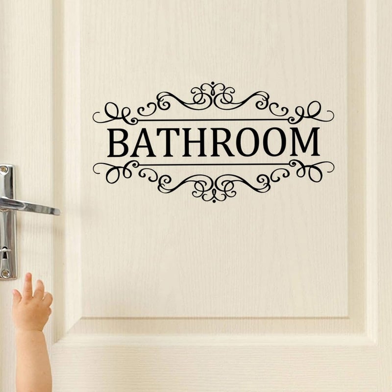 FlyWallD DIY Removable Bathroom Sign Door Decal Accessories Wall Sticker Home Decor (Bathroom) - Image 1