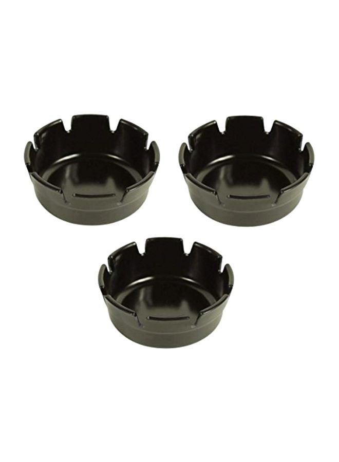 NIBEMINENT 3-Piece Plastic Deep Well-Resturant Ashtrays Black 4inch - Image 1