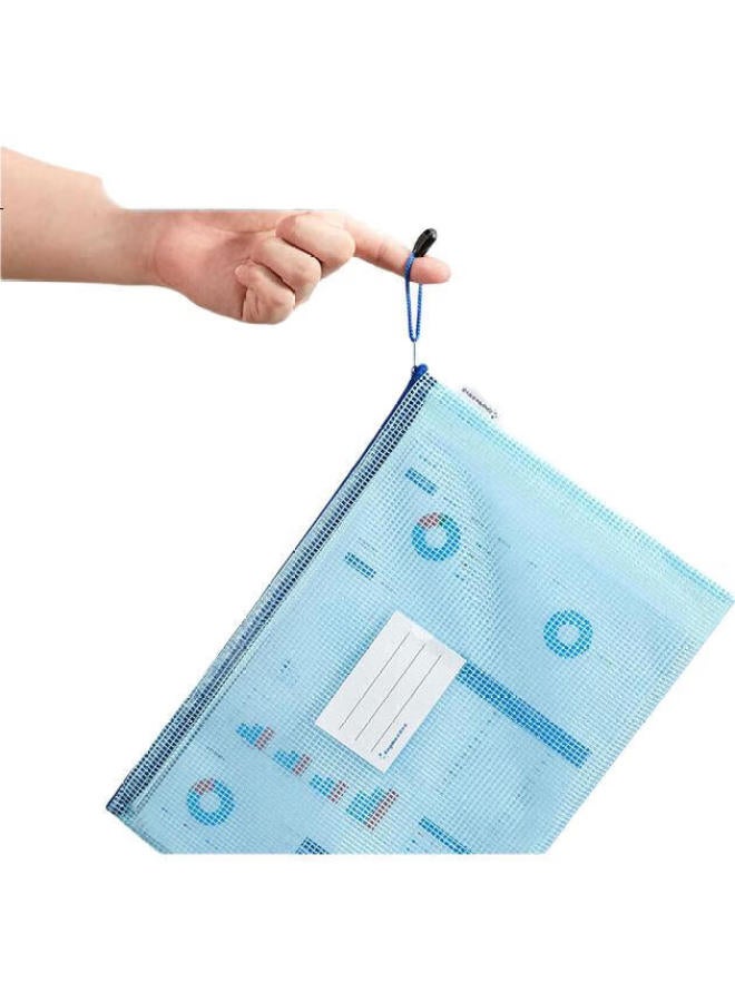Kingdee, 5 A4 Grid Zipper Bags In 5 Colors, Waterproof Document Folders/Paper Folders/Exam Paper Bags, Office Supplies For Document Protection - Image 3