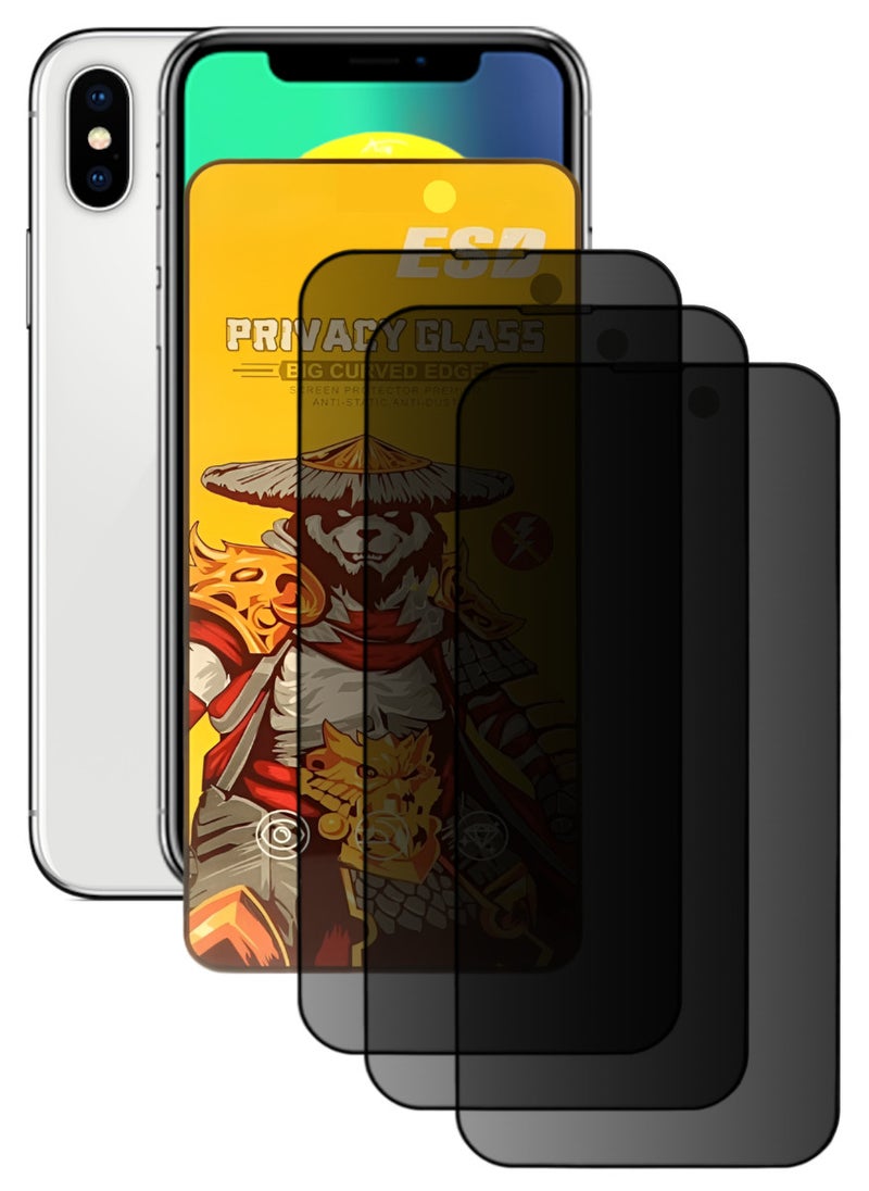 ESD 3 Pieces Tempered Dustproof Privacy Glass Screen Protector Compatible For iPhone X - Image 1