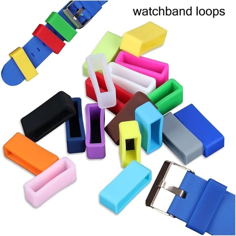21mm Dark Blue Silicone Watch Band Retainer Loops 42PCS For Men Sport Watches - Image 3