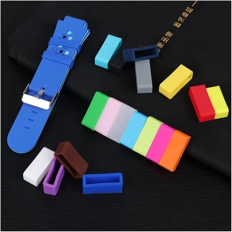 21mm Dark Blue Silicone Watch Band Retainer Loops 42PCS For Men Sport Watches - Image 4