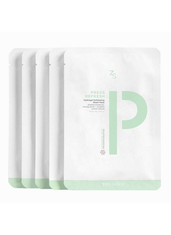ZITSTICKA - Sheet Masks For Face Skincare 5 Sheets Press Refresh Exfoliating & Hydrating Sheet Mask For Dry & Sensitive Skin Soothe Breakouts & Acneprone Skin Beauty Facial Skin Care For Woman - Image 1