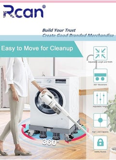 Rcan Multi-functional Washing Machine Base Stand Mobile Base Double Tube Refrigerator Stand with 4 Locking Wheels 8 Adjustable Strong Feet Movable Adjustable Base for Washing Machine Dryer Refrigerator  - Image 2