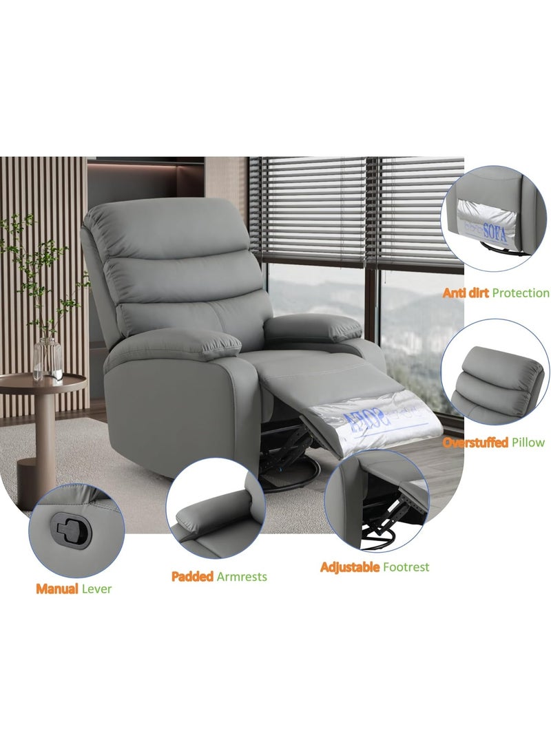 Organized Home Cozy Living Room Multifunctional Recliner Swivel & Rock and Recline at 150° Cat Scratch Resistant Fabric Cloud Like Comfort Easy Assembly & Stylish Design - Image 4