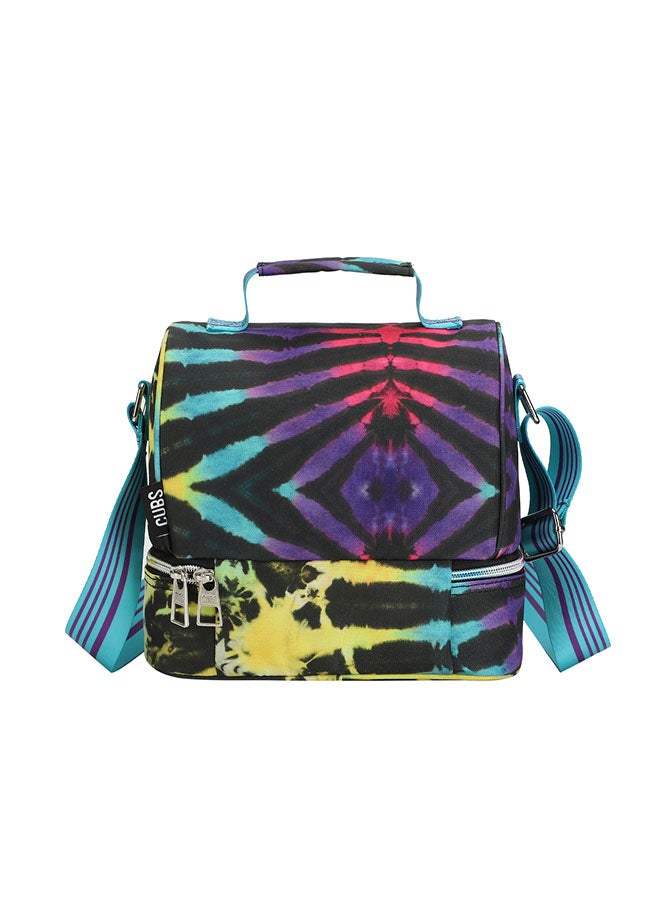 CUBS Peacock Print Waterproof double decker lunch bag with removable shoulder strap carrying your favorite meals to school, work or while traveling - Image 3