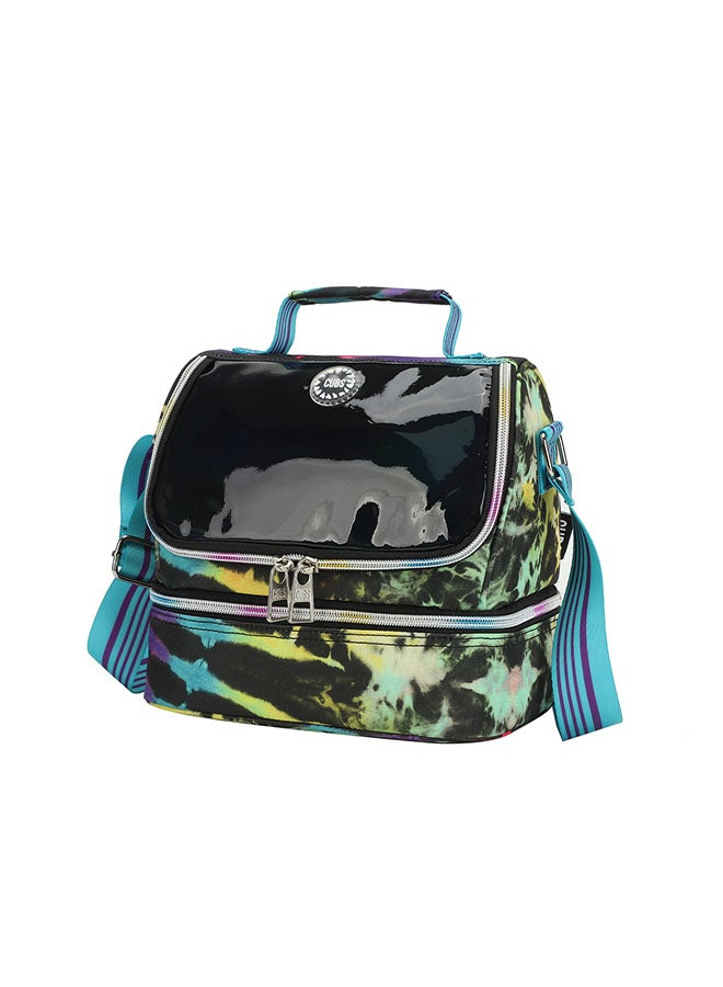 CUBS Peacock Print Waterproof double decker lunch bag with removable shoulder strap carrying your favorite meals to school, work or while traveling - Image 2