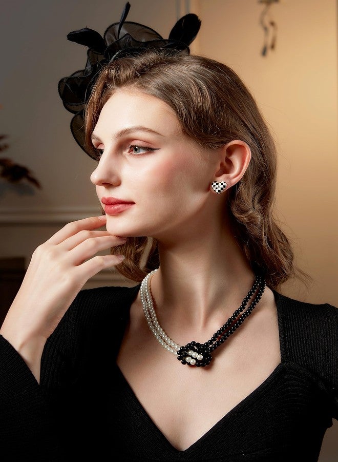 كوكو لاند قلادات اللؤلؤ النسائية من كوكولاند - قلادة غاتسبي من عشرينيات القرن الماضي، مصنوعة من خرز اللؤلؤ الصناعي الأبيض والأسود - Image 3