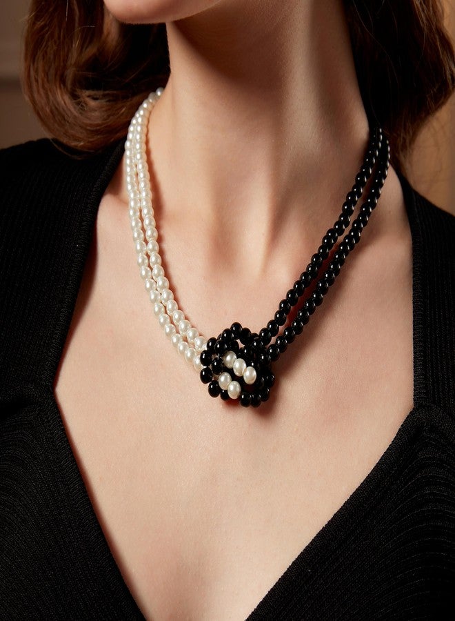 كوكو لاند قلادات اللؤلؤ النسائية من كوكولاند - قلادة غاتسبي من عشرينيات القرن الماضي، مصنوعة من خرز اللؤلؤ الصناعي الأبيض والأسود - Image 2
