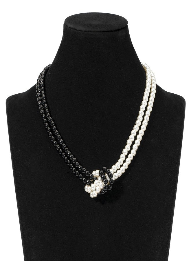 كوكو لاند قلادات اللؤلؤ النسائية من كوكولاند - قلادة غاتسبي من عشرينيات القرن الماضي، مصنوعة من خرز اللؤلؤ الصناعي الأبيض والأسود - Image 5