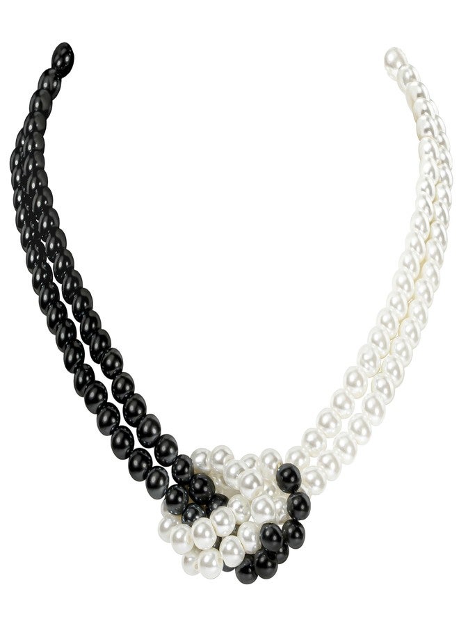 كوكو لاند قلادات اللؤلؤ النسائية من كوكولاند - قلادة غاتسبي من عشرينيات القرن الماضي، مصنوعة من خرز اللؤلؤ الصناعي الأبيض والأسود - Image 1