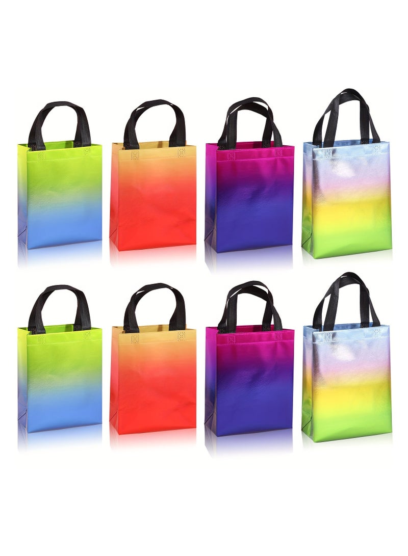 Gift Bags with Gradient Rainbow Colors, Medium-sized Gift Bags Of 20x26x10cm, Birthday Party Bags, Bags with Handles, Non-woven Bags, Colorful And Reusable Bags - Image 1