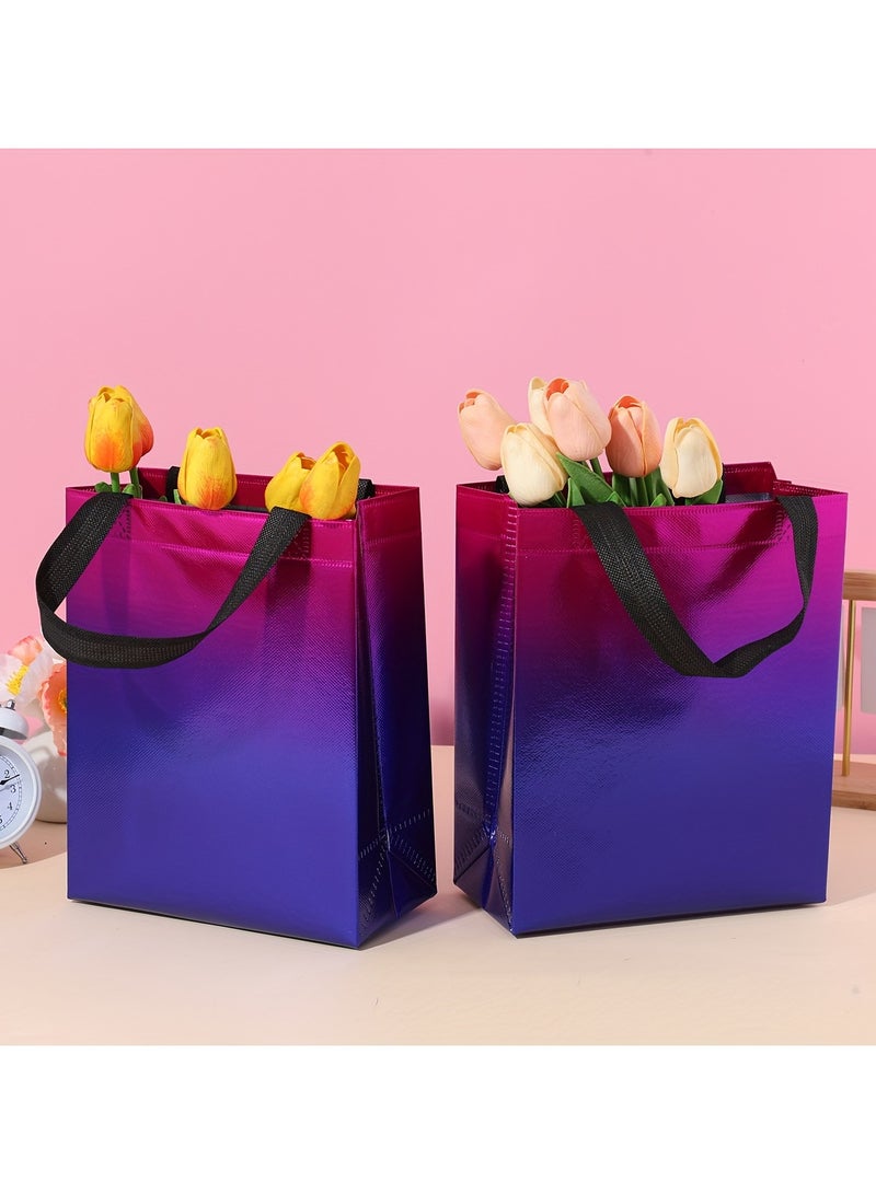 Gift Bags with Gradient Rainbow Colors, Medium-sized Gift Bags Of 20x26x10cm, Birthday Party Bags, Bags with Handles, Non-woven Bags, Colorful And Reusable Bags - Image 3