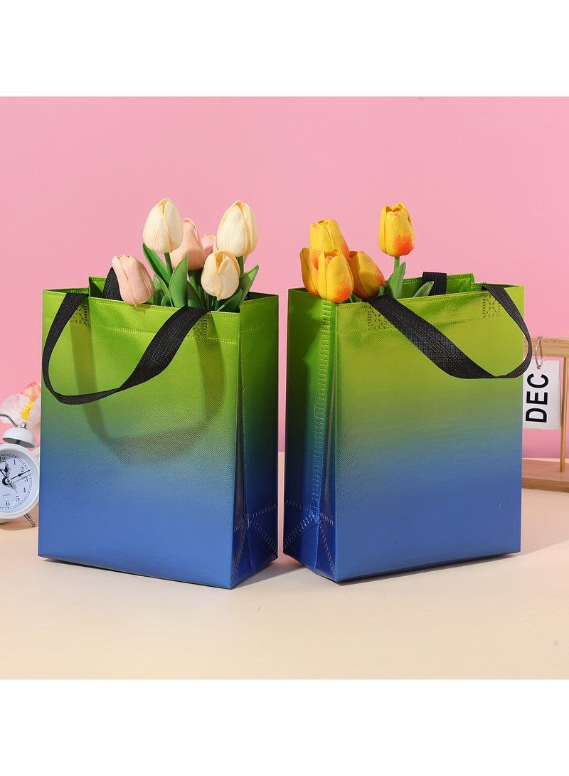 Gift Bags with Gradient Rainbow Colors, Medium-sized Gift Bags Of 20x26x10cm, Birthday Party Bags, Bags with Handles, Non-woven Bags, Colorful And Reusable Bags - Image 2