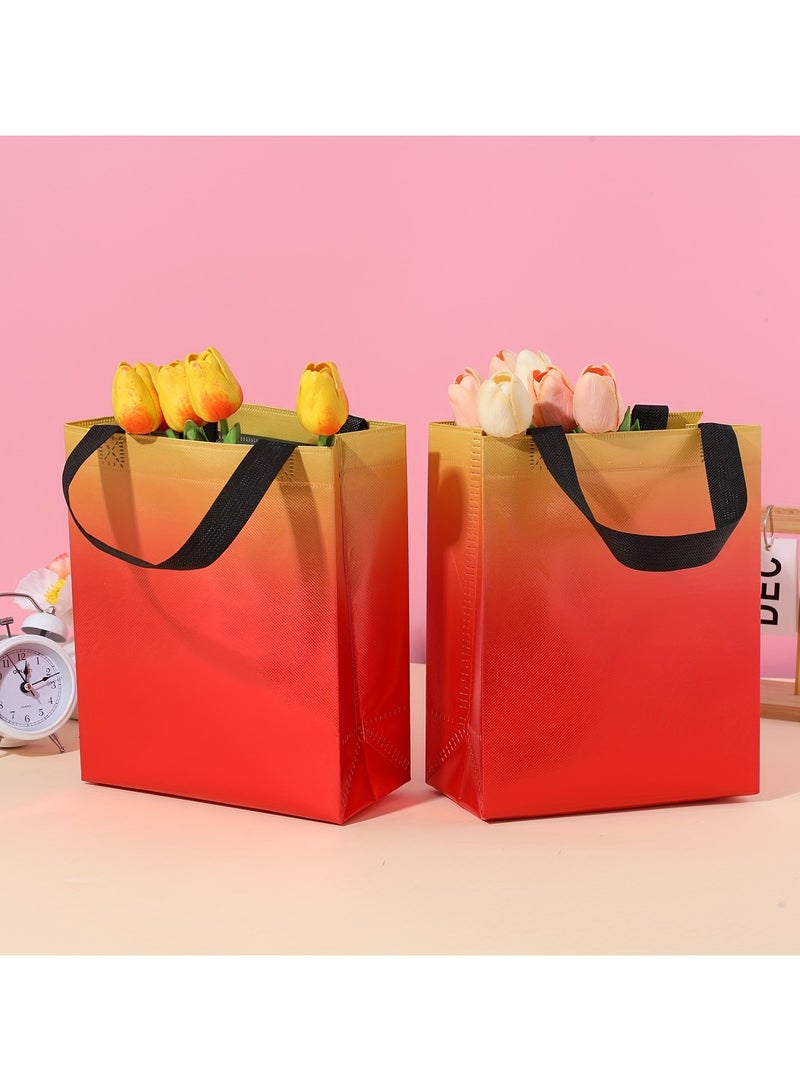 Gift Bags with Gradient Rainbow Colors, Medium-sized Gift Bags Of 20x26x10cm, Birthday Party Bags, Bags with Handles, Non-woven Bags, Colorful And Reusable Bags - Image 4