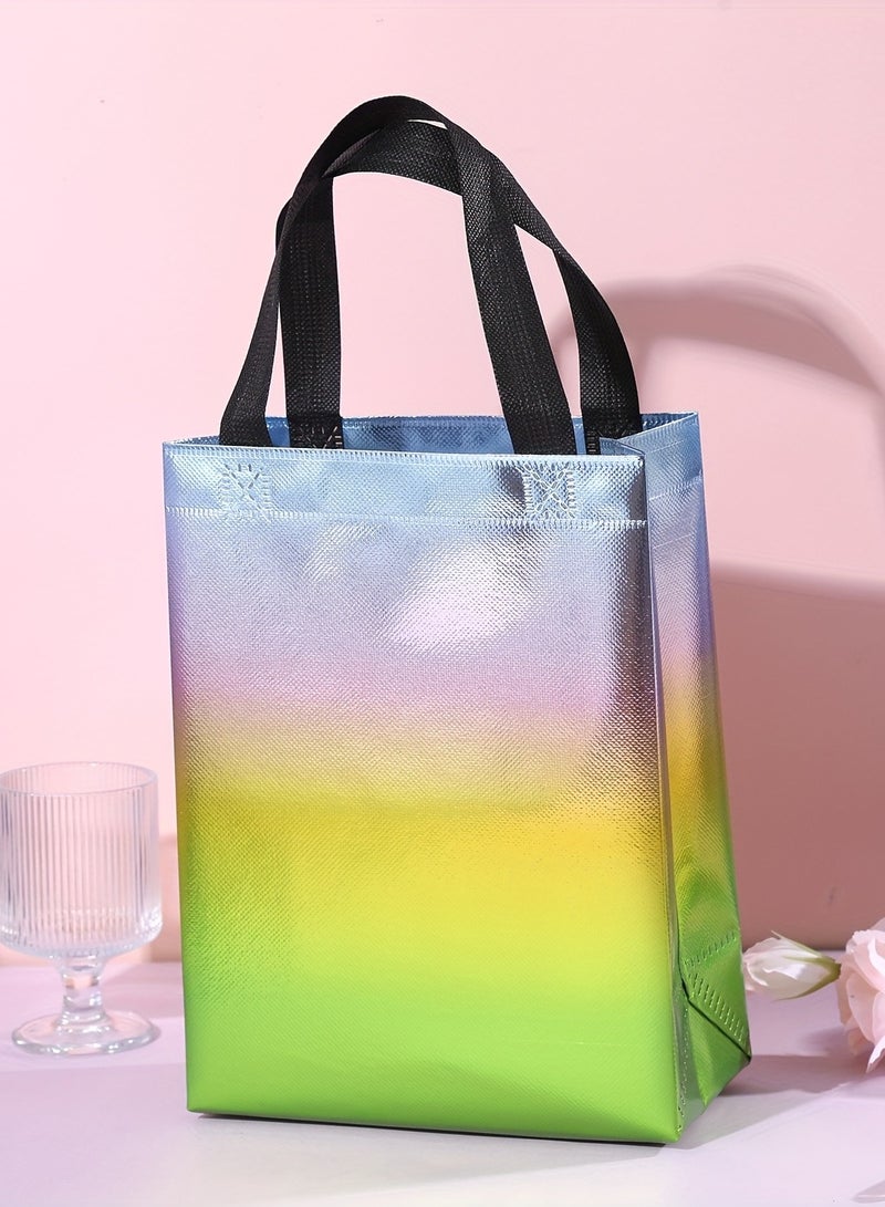 Gift Bags with Gradient Rainbow Colors, Medium-sized Gift Bags Of 20x26x10cm, Birthday Party Bags, Bags with Handles, Non-woven Bags, Colorful And Reusable Bags - Image 5
