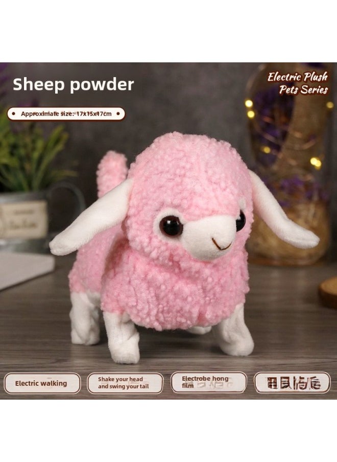 Children's Simulated Teddy Rabbit Electric Pet Dog Plush Walking Barking Toy Electronic Pet Dog Toy-Color:Sheep ]-Specifications:Rope Bell Rechargeable Battery 2 Chargers 6-piece Portable Cage  - Image 1