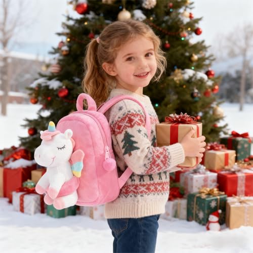 Gloveleya Unicorn Kids Backpack – Soft Plush Toddler Backpack for Girls, Cute Back-to-School Gift, Preschool Bag for Snacks, Toys & Books, Travel & Everyday Use, 9 Inches - Image 3
