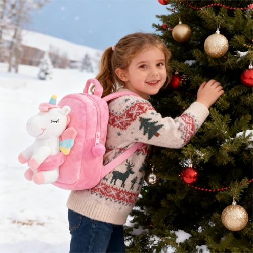 Gloveleya Unicorn Kids Backpack – Soft Plush Toddler Backpack for Girls, Cute Back-to-School Gift, Preschool Bag for Snacks, Toys & Books, Travel & Everyday Use, 9 Inches - Image 4