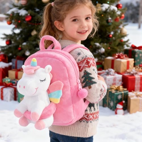Gloveleya Unicorn Kids Backpack – Soft Plush Toddler Backpack for Girls, Cute Back-to-School Gift, Preschool Bag for Snacks, Toys & Books, Travel & Everyday Use, 9 Inches - Image 5
