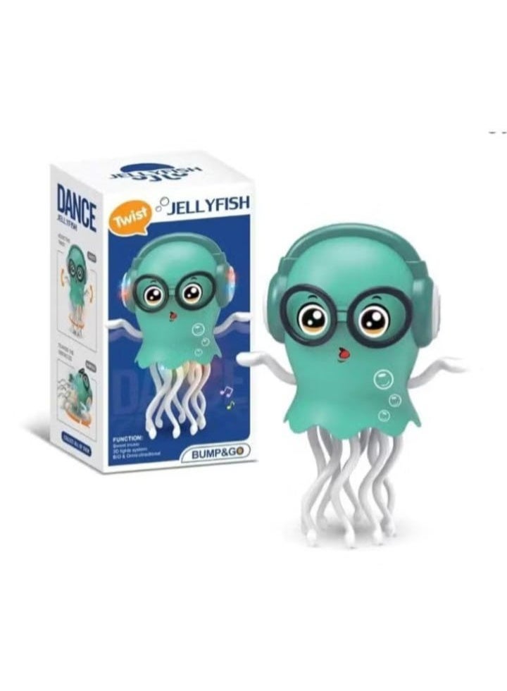Children's Dancing Octopus Toy, Electric Crawling Jellyfish Toy with Light and Music, Luminous and Moving, Birthday Gift for Boys and Girls (Green) - Image 1