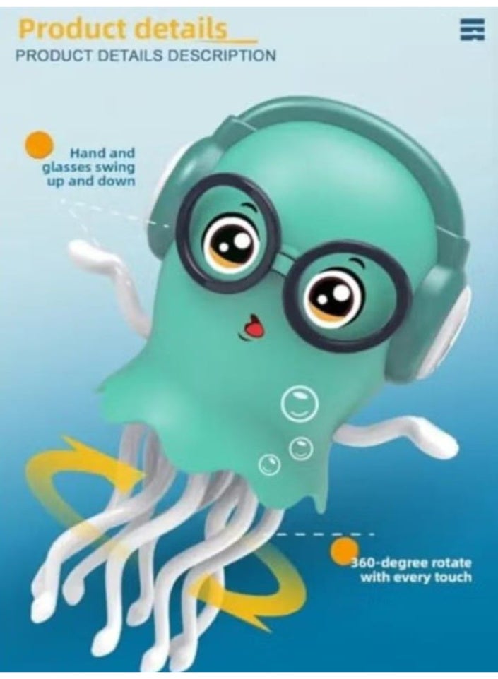 Children's Dancing Octopus Toy, Electric Crawling Jellyfish Toy with Light and Music, Luminous and Moving, Birthday Gift for Boys and Girls (Green) - Image 2