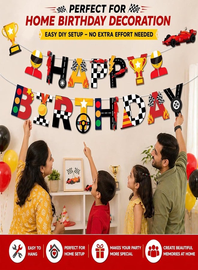 Festiko® Racing Car Celebration Banner Kit, Automobile Party Decor for Boys, Speed Theme Supplies, DIY Hanging Set (Not Pre-Strung), Kids Birthday Decoration Items - Image 5
