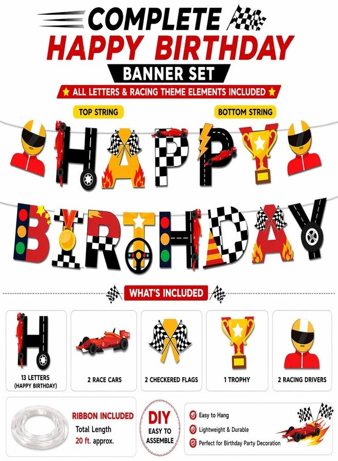 Festiko® Racing Car Celebration Banner Kit, Automobile Party Decor for Boys, Speed Theme Supplies, DIY Hanging Set (Not Pre-Strung), Kids Birthday Decoration Items - Image 3