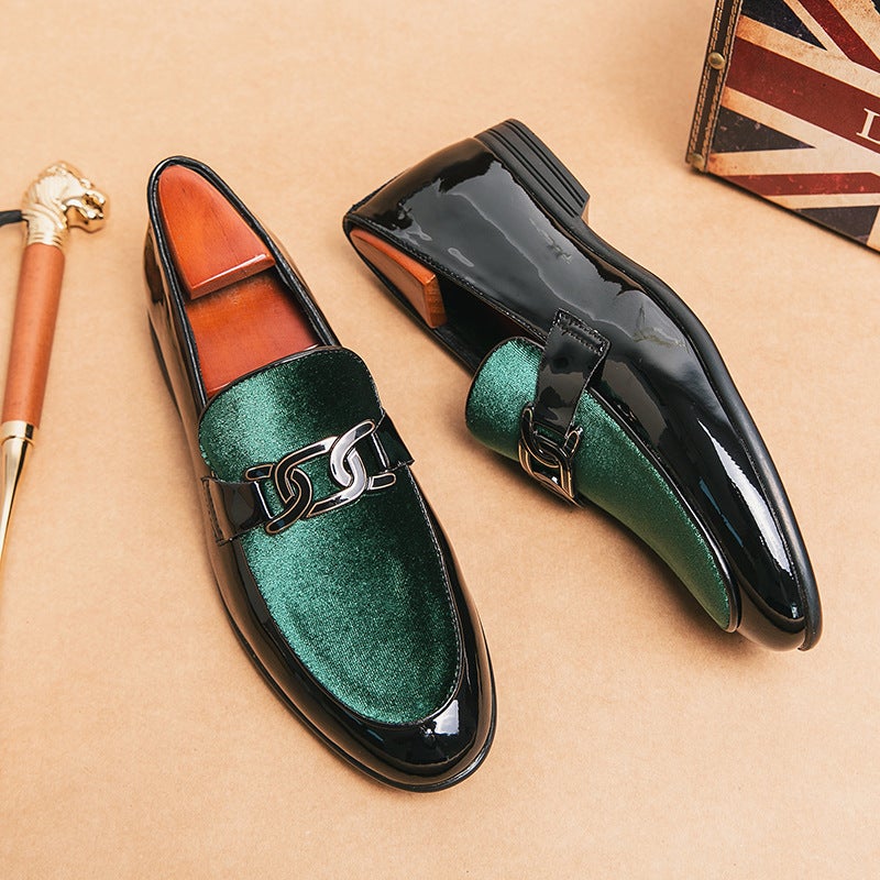 2023 New British Slip-On Glossy Corduroy Pointed Toe Plus Size Leather Shoes Sleeve Casual Leather Shoes For Men - Image 3