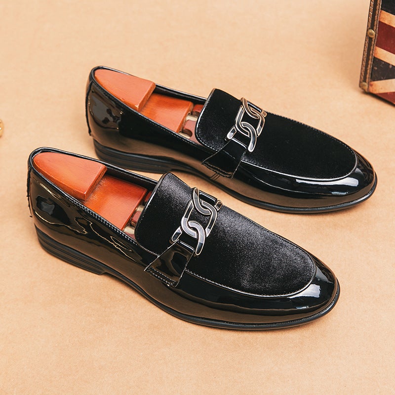 2023 New British Slip-On Glossy Corduroy Pointed Toe Plus Size Leather Shoes Sleeve Casual Leather Shoes For Men - Image 4