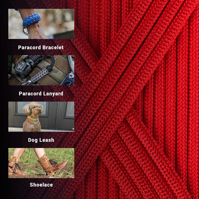 WEREWOLVES Paracord Rope, 7 Strand Type III Parachute Cord 4mm 100ft / 200ft for Crafting, DIY Projects, Survival Bracelets (Red, 100 ft) - Image 3