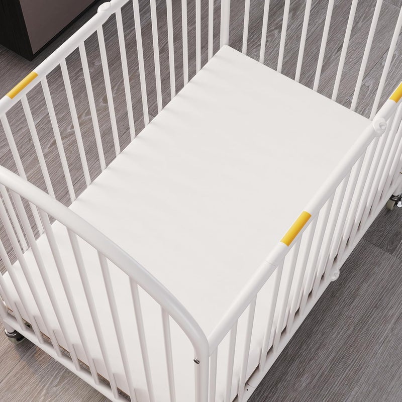 Foundations SafeFit Zipper Sheets for Portable/Compact Cribs, 6-Pack 100% Cotton Knit, Fitted Sheets for Boys & Girls, Full Mattress Enclosure with Durable Zipper, 3"-4" Crib Mattress, White - Image 5